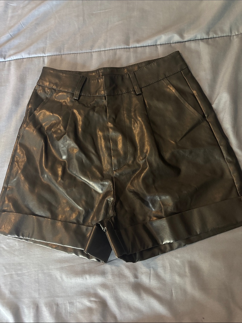 SHEIN Faux Leather Black Women’s Shorts high waist sz xs nwot